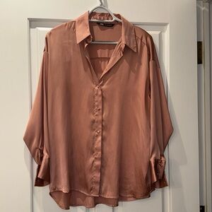 Dusty Rose satin Zara blouse